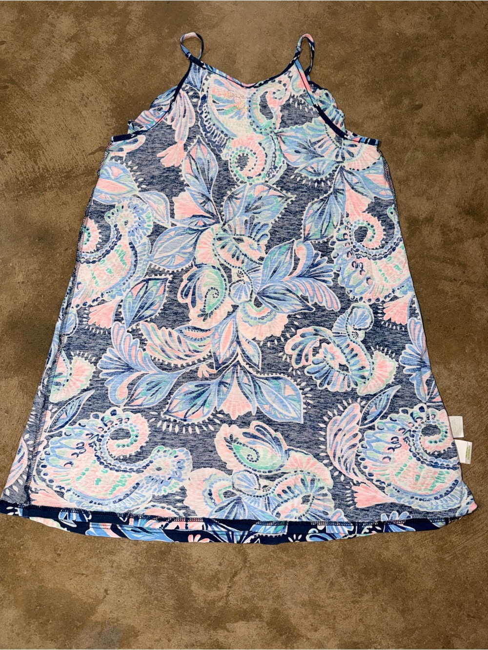 Lilly Pulitzer Girls Navy Pink Paisley Shift Dress Size M Floral Sleeveless - Picture 10 of 10